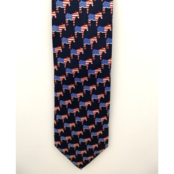 MUSEUM ARTIFACTS All Silk Men's Handmade Neck Tie Democrat Donkey American Flag - Picture 6 of 14